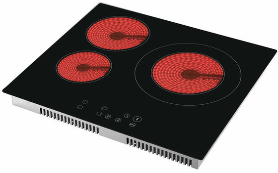 Cocina de cerámica infrarroja de cocinar de la zona tres de control de tacto 2000W + 1200W + 3000W