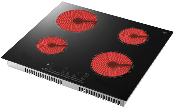 Cocina de cerámica de cerámica de calefacción de Cooktop/cuatro hornillas del cristal negro de la zona 4 de control de tacto