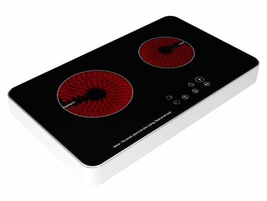 Zona de cerámica de cristal 1200W y 1800W de la hornilla de Cooktop dos del metal de la parte inferior delgada de la vivienda